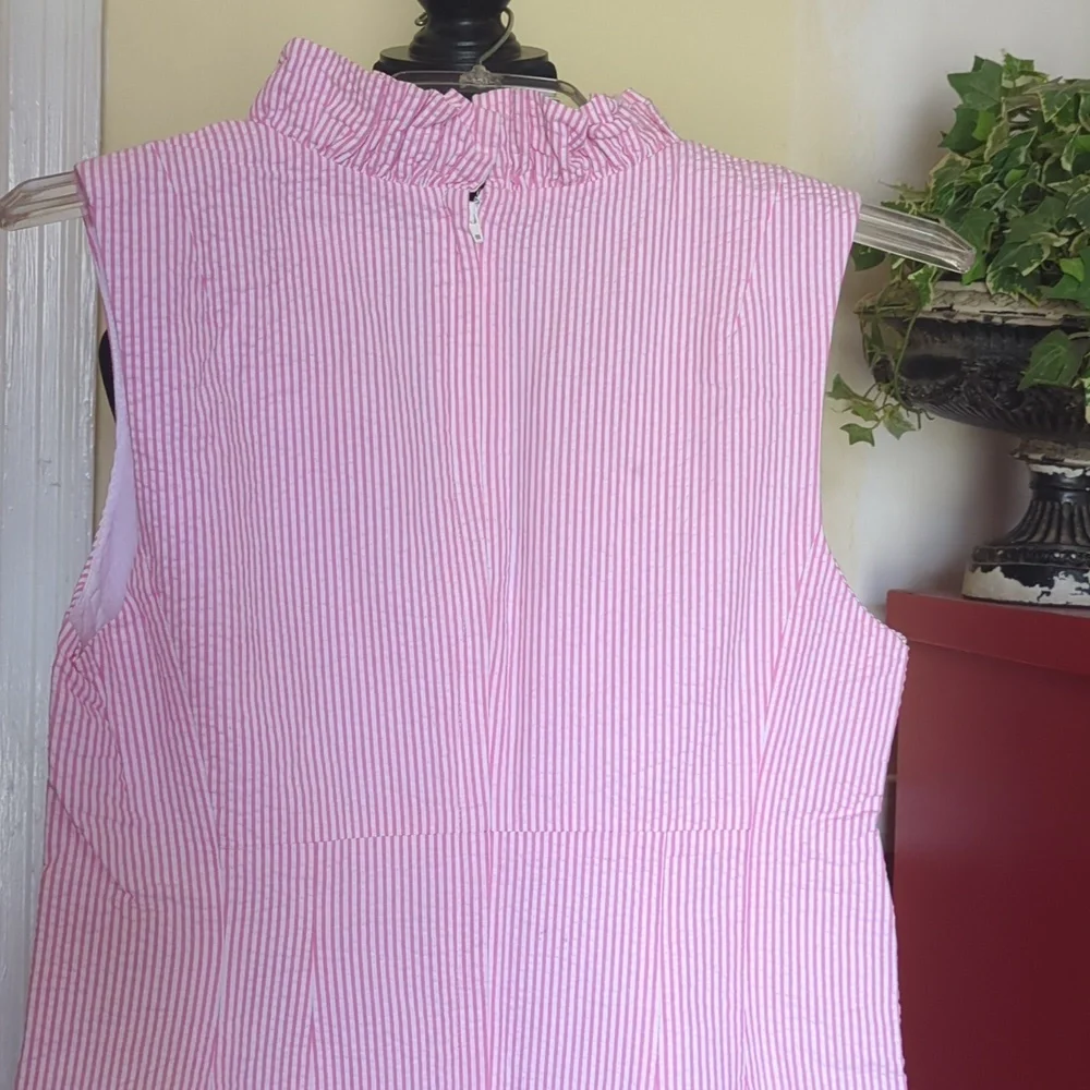 Lilly Pulitzer Light Pink Ruffle V-Neck Sleeveless Mini Dress - Picture 7 of 8